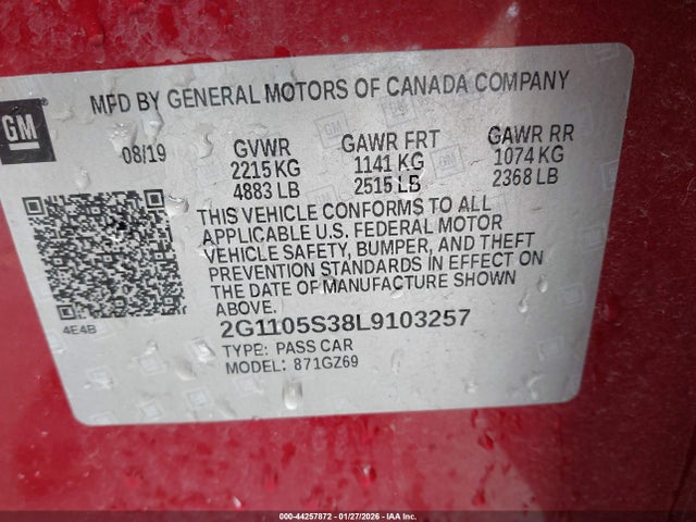 2G1105S38L9103257 Chevrolet Impala Fwd Premier