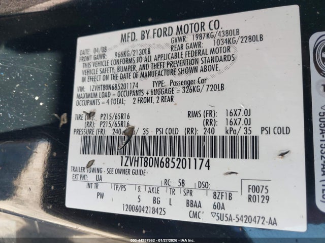 2008 FORD MUSTANG 1ZVHT80N685201174 Photo 8