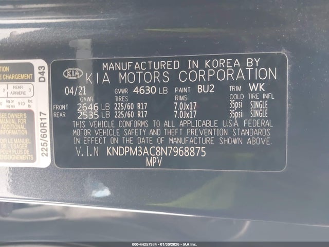 KIA Sportage Lx 2022 KNDPM3AC8N7968875 Image 9