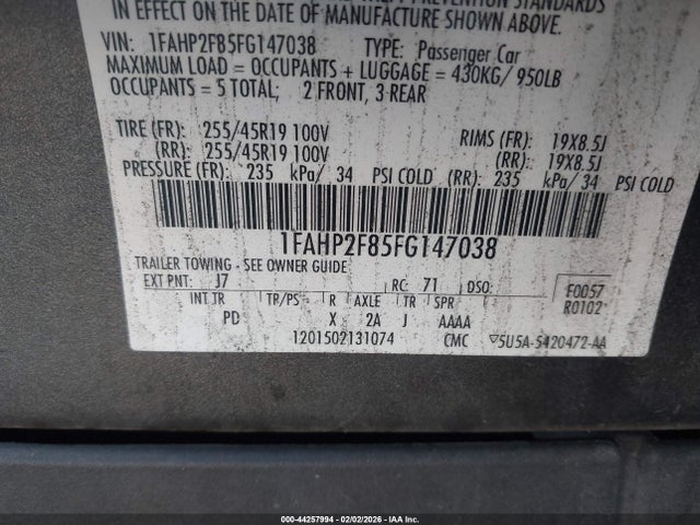 1FAHP2F85FG147038 Ford Taurus Limited