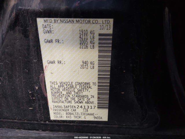 1N4AL3AP3EN241317 Nissan Altima 2.5 Sv