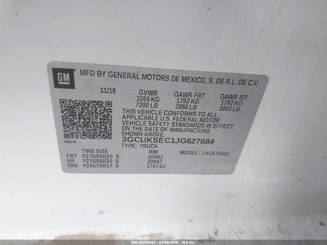 Chevrolet Silverado 1500 1lz 2018 3GCUKSEC1JG627684 Image 9