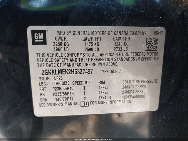 2017 GMC TERRAIN 2GKALMEK2H6337497 Photo 8
