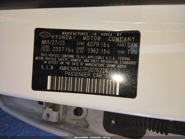 Продаж на аукціоні авто 2023 Hyundai Elantra Hybrid Limited, vin: KMHLN4AJ7PU076214, номер лоту: 44258080