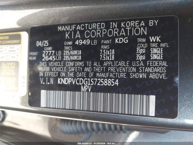 Продаж на аукціоні авто 2025 Kia Sportage Hybrid Ex, vin: KNDPVCDG1S7258854, номер лоту: 44258121