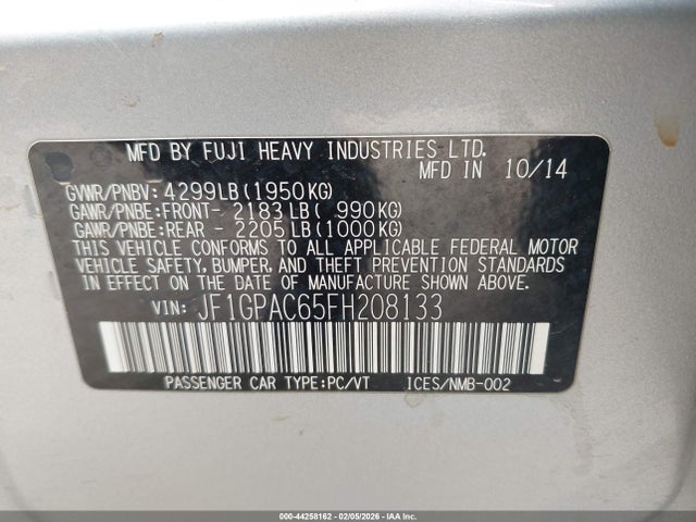 Subaru Impreza 2.0i Premium 2015 JF1GPAC65FH208133 Image 9