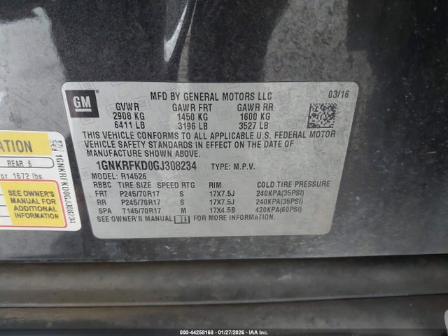Chevrolet Traverse Ls 2016 1GNKRFKD0GJ308234 Image 22
