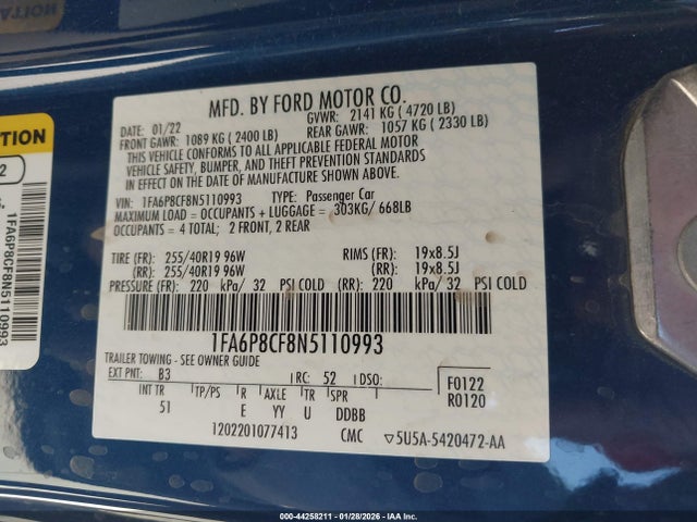 2022 FORD MUSTANG 1FA6P8CF8N5110993 Photo 8