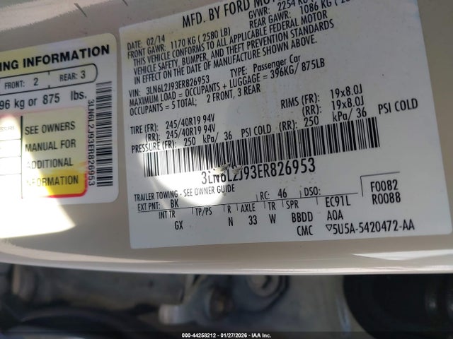 Lincoln MKZ 2014 3LN6L2J93ER826953 Image 9