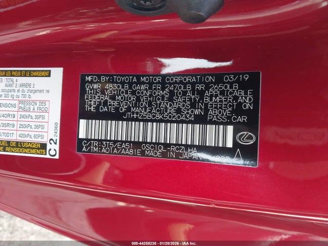 2019 LEXUS RC 350 JTHHZ5BC8K5020434 Photo 8