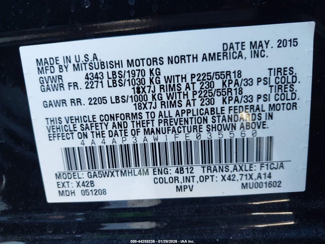 2015 MITSUBISHI OUTLANDER SPORT 4A4AP3AW1FE035560 Photo 8