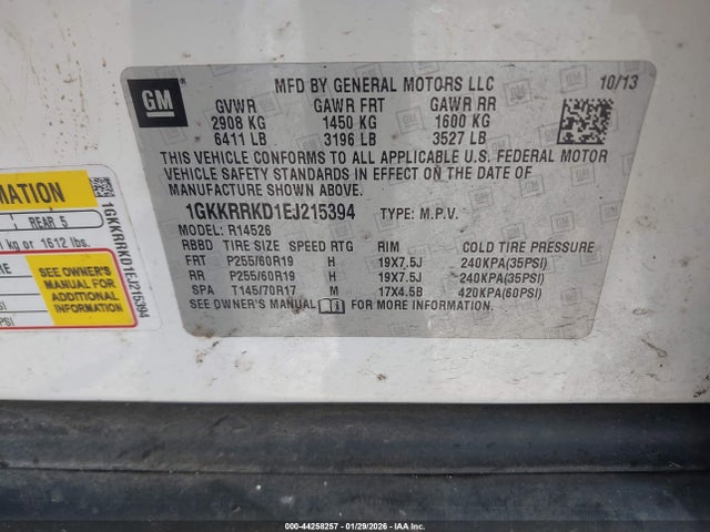 1GKKRRKD1EJ215394 GMC Acadia Slt-1