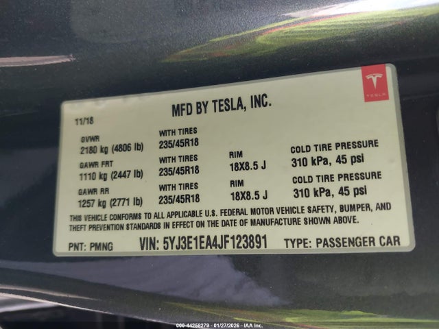 2018 TESLA MODEL 3 5YJ3E1EA4JF123891 Photo 8