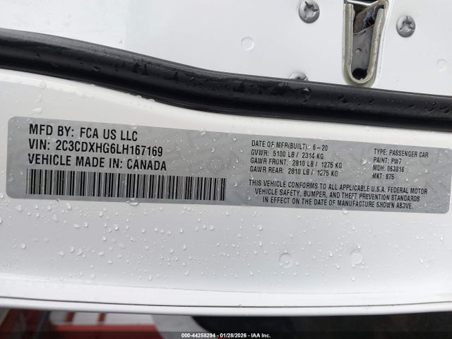 2C3CDXHG6LH167169 Dodge Charger Gt Rwd