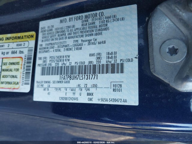 1FATP8UH7L5131771 Ford Mustang Ecoboost Premium