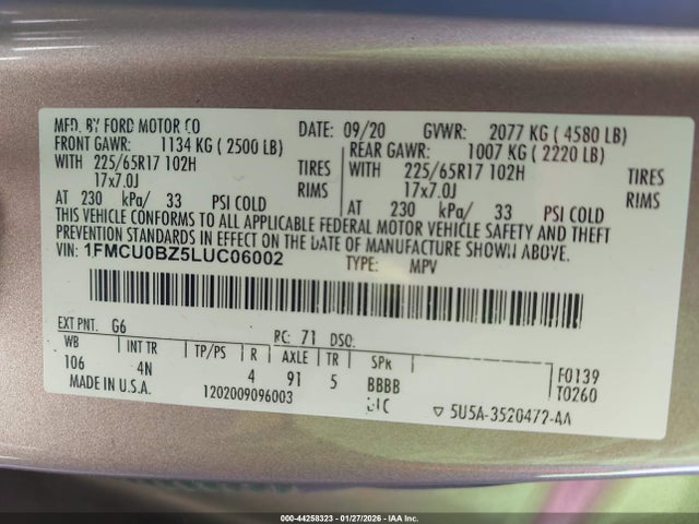 1FMCU0BZ5LUC06002 Ford Escape Se Sport Hybrid