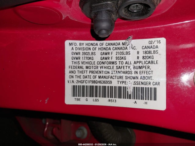 2HGFC1F98GH636959 Honda Civic Touring