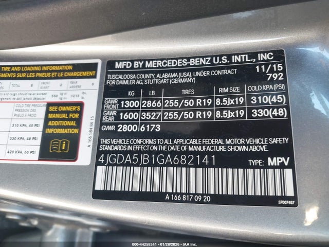 Продажа на аукционе авто 2016 Mercedes-benz Gle 350, vin: 4JGDA5JB1GA682141, номер лота: 44258341