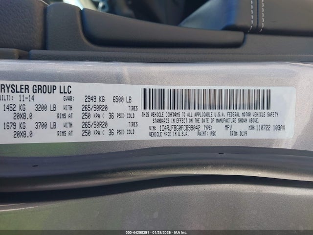 2015 JEEP GRAND CHEROKEE 1C4RJFBG0FC699042 Photo 8