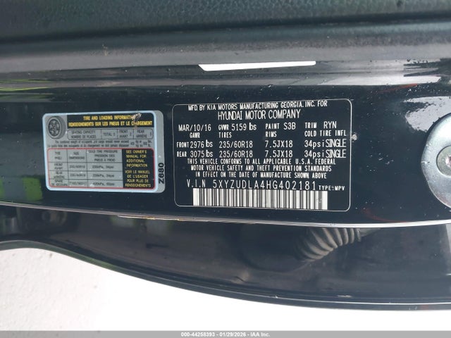 5XYZUDLA4HG402181 Hyundai Santa Fe Sport 2.0t