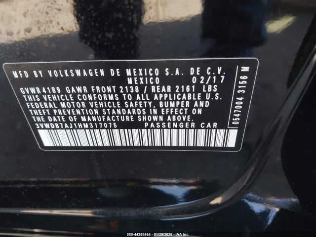 Volkswagen Jetta 1.4t Se 2017 3VWDB7AJ1HM317075 Image 9