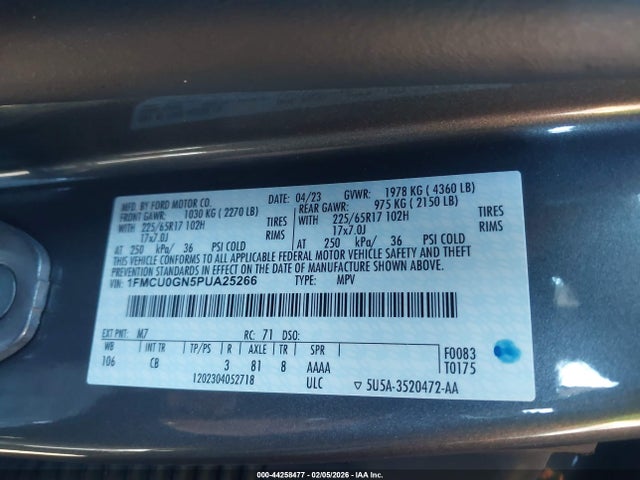 1FMCU0GN5PUA25266 Ford Escape Active