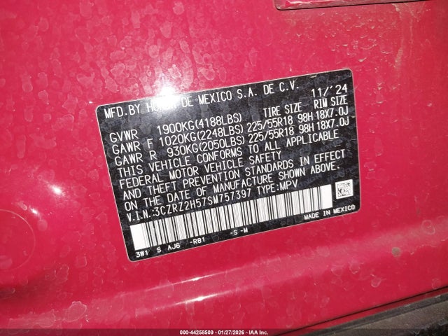3CZRZ2H57SM757397 Honda Hr-v Awd Sport