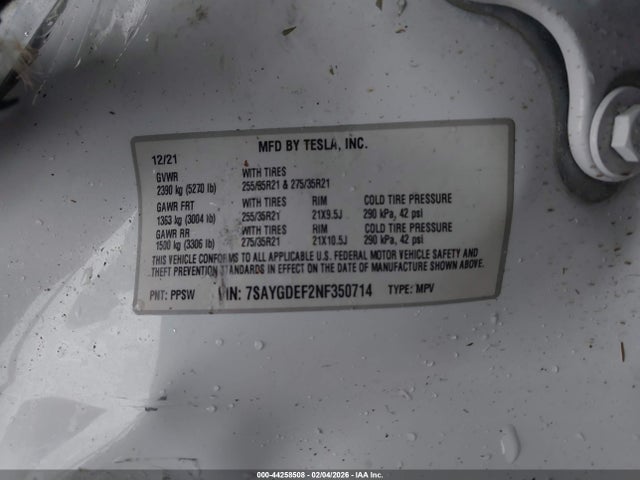 7SAYGDEF2NF350714 Tesla Model Y Performance Dual Motor All-wheel Drive