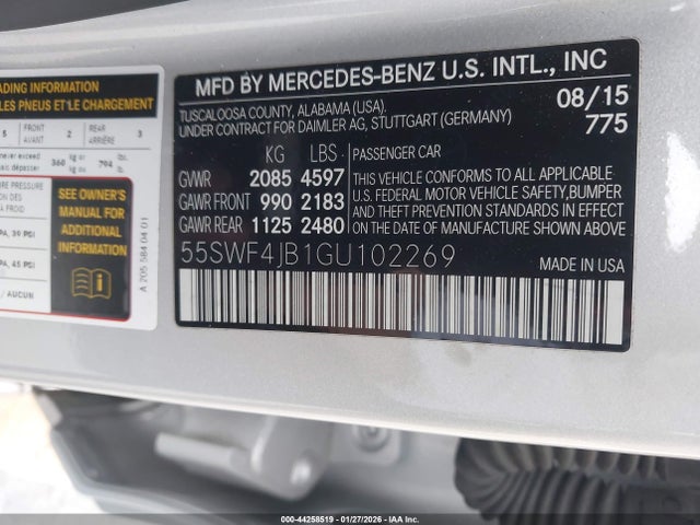 55SWF4JB1GU102269 Mercedes-Benz C 300