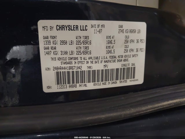 Aukcja sprzedaży 2008 Chrysler Town & Country Lx, vin: 2A8HR44H18R671042, numer aukcji: 44258548