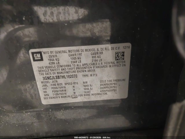 3GNCJLSB7HL182070 Chevrolet Trax Lt