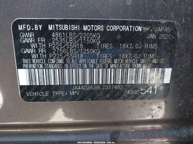 2020 MITSUBISHI OUTLANDER JA4AD2A38LZ037482 Photo 8