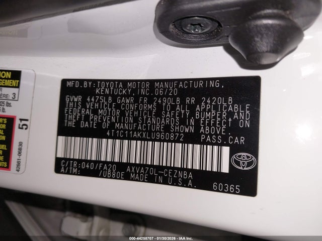 4T1C11AKXLU960872 Toyota CAMRY LE