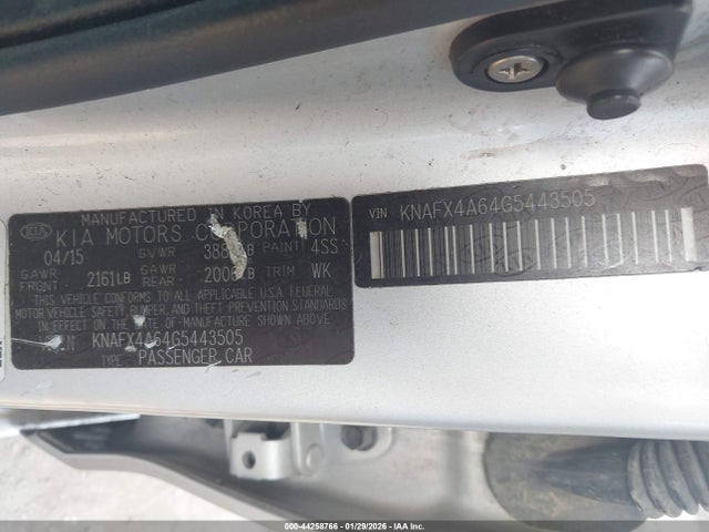 KNAFX4A64G5443505 KIA FORTE LX