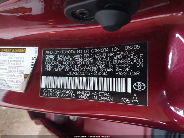 2005 TOYOTA PRIUS JTDKB20U457044244 Photo 8