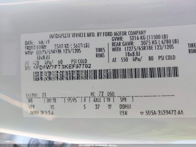 Ford F-350 Chassis Xlt 2019 1FD8W3FT3KEF97702 Image 8