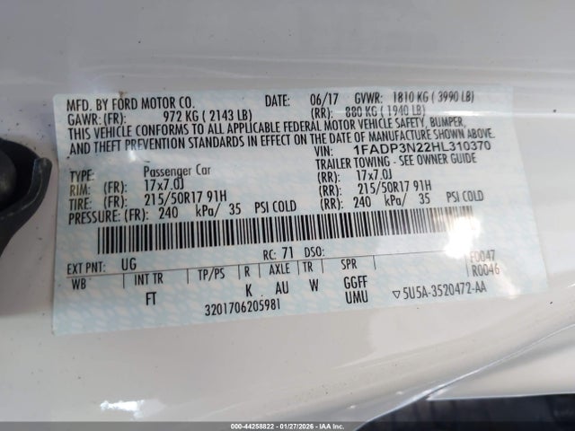 1FADP3N22HL310370 Ford Focus Titanium
