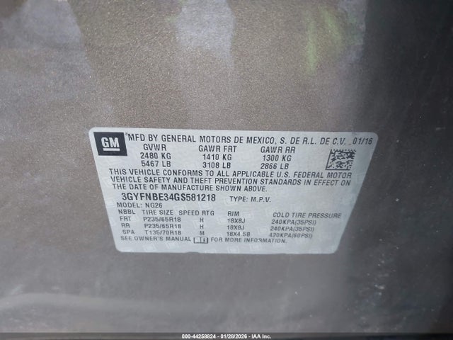 2016 CADILLAC SRX 3GYFNBE34GS581218 Photo 8