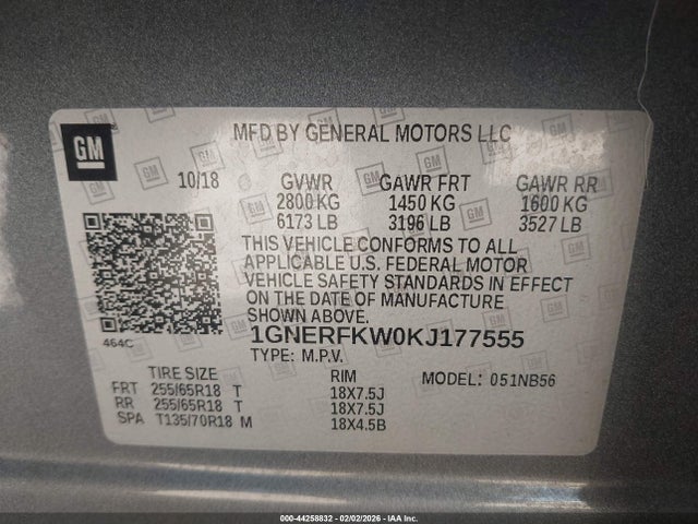1GNERFKW0KJ177555 Chevrolet Traverse Ls