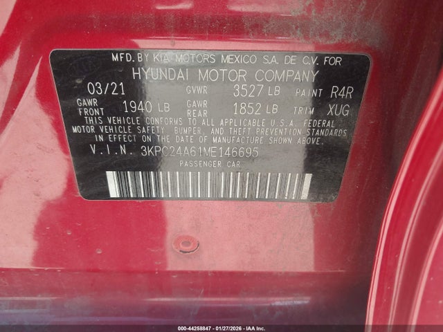 3KPC24A61ME146695 Hyundai ACCENT SE