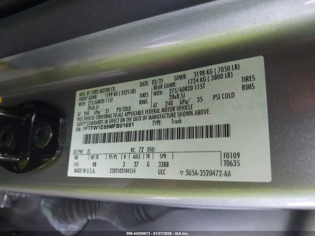 Ford F-150 Platinum 2021 1FTFW1E88MFB01691 Image 9