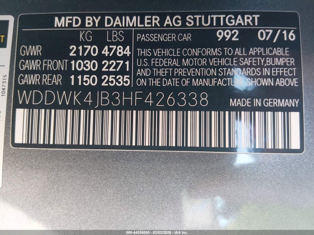 WDDWK4JB3HF426338 Mercedes-Benz C 300