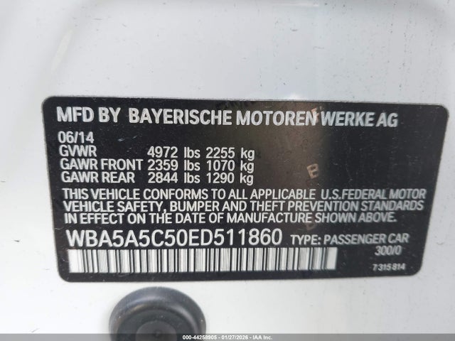 BMW 528I 2014 WBA5A5C50ED511860 Image 9