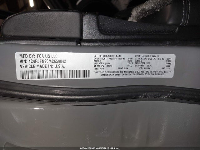 Продаж на аукціоні авто 2021 Jeep Grand Cherokee Trackhawk 4x4, vin: 1C4RJFN96MC659042, номер лоту: 44258910