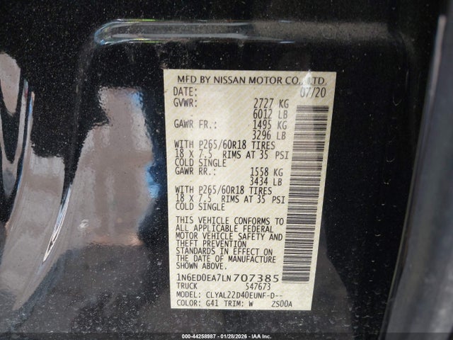 2020 NISSAN FRONTIER 1N6ED0EA7LN707385 Photo 8