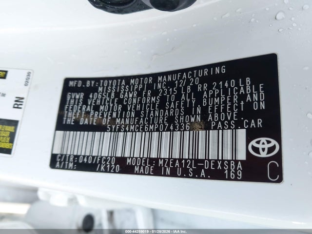 Toyota Corolla Se Nightshade Edition 2021 5YFS4MCE6MP074336 Image 9