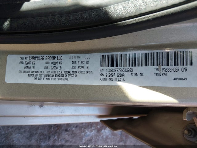 2011 Chrysler 200 Touring მანქანა იყიდება აუქციონზე, vin: 1C3BC1FB7BN513089, აუქციონის ნომერი: 44259037