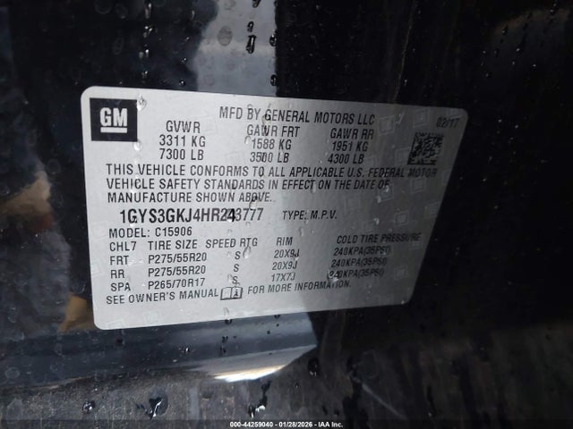 2017 CADILLAC ESCALADE ESV 1GYS3GKJ4HR243777 Photo 8