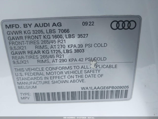 WA1LAAGE6PB009005 Audi E-tron Premium Plus Quattro