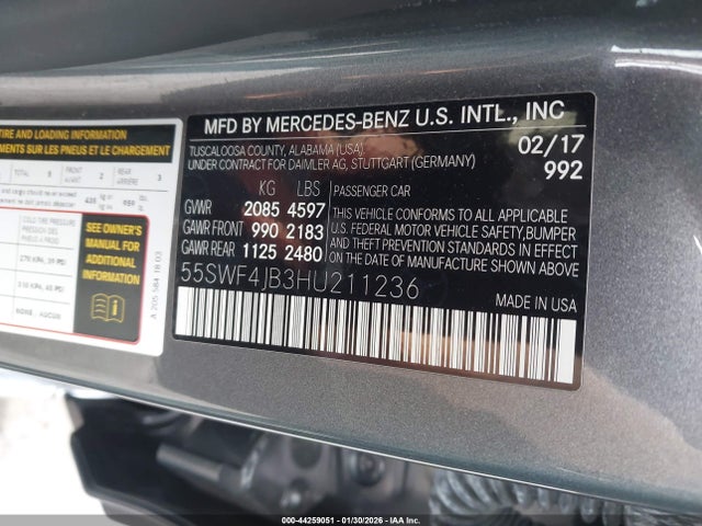 55SWF4JB3HU211236 Mercedes-Benz C 300